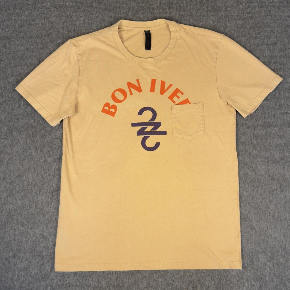 Bon Iver Shirt Womens Medium Yellow 22 A Million Tour Pocket T-Shirt Band Music